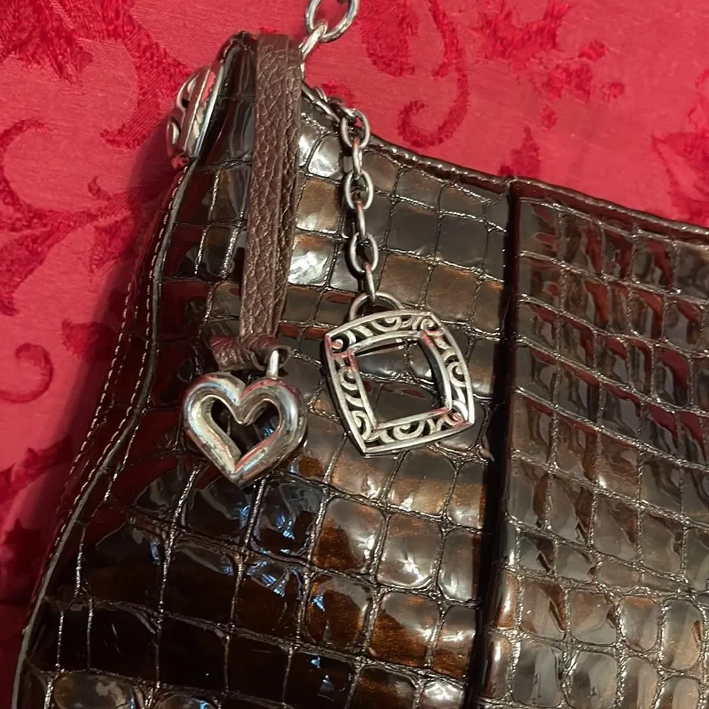 Brighton Collection Bronze Patent Leather Croc pattern Shoulder Bag‎